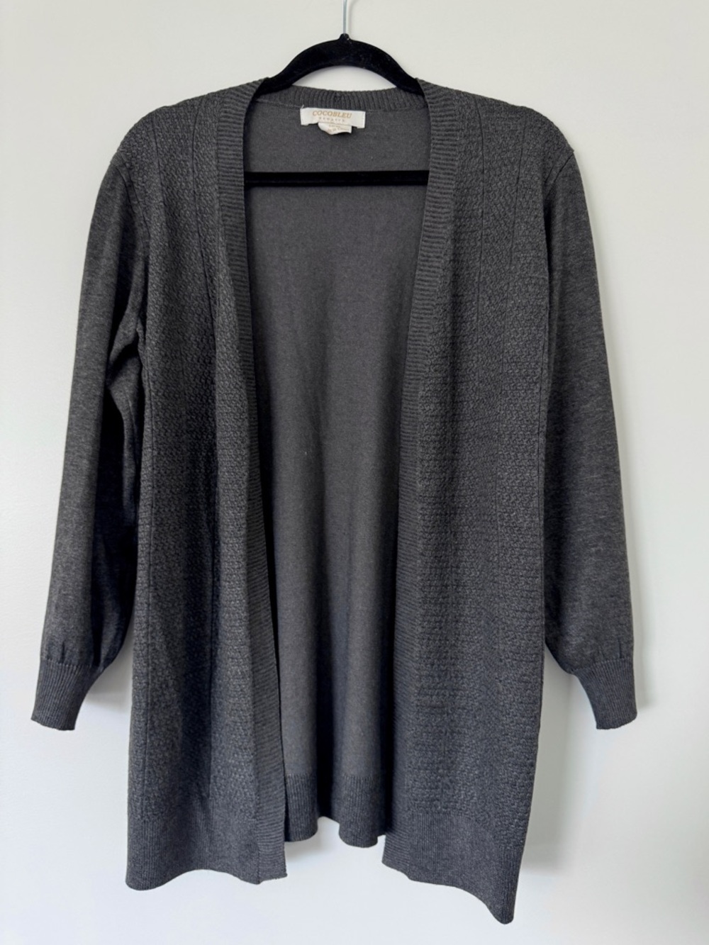 Cocobleu Gray Studded Mesh Sleeve Cardigan, Size Large - NWT